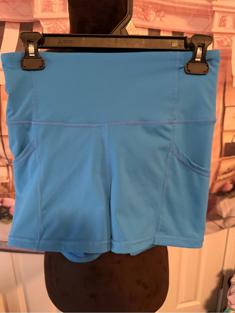 Mono B Sky Blue High-Waist Bike Shorts with Side Pockets